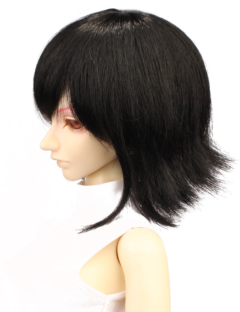 ストレートカールウェービーのトレッゼの人形のウィッグ W-686シルキーヘアスタイルブラックの色