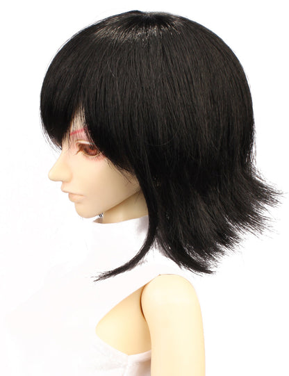 ストレートカールウェービーのトレッゼの人形のウィッグ W-686シルキーヘアスタイルブラックの色