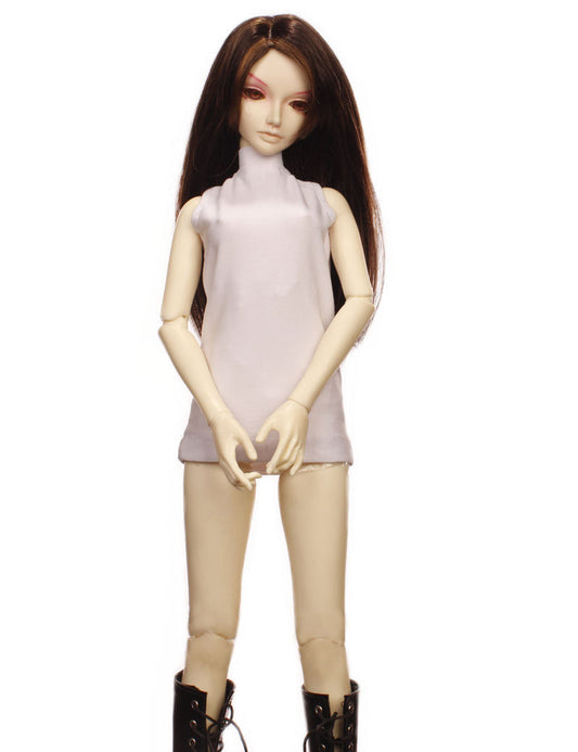 シンプルなスムースなミディアムストレートヘアスタイルの人形のウィッグ W-651 チャコール・ラッシュ ブラウンHLの色