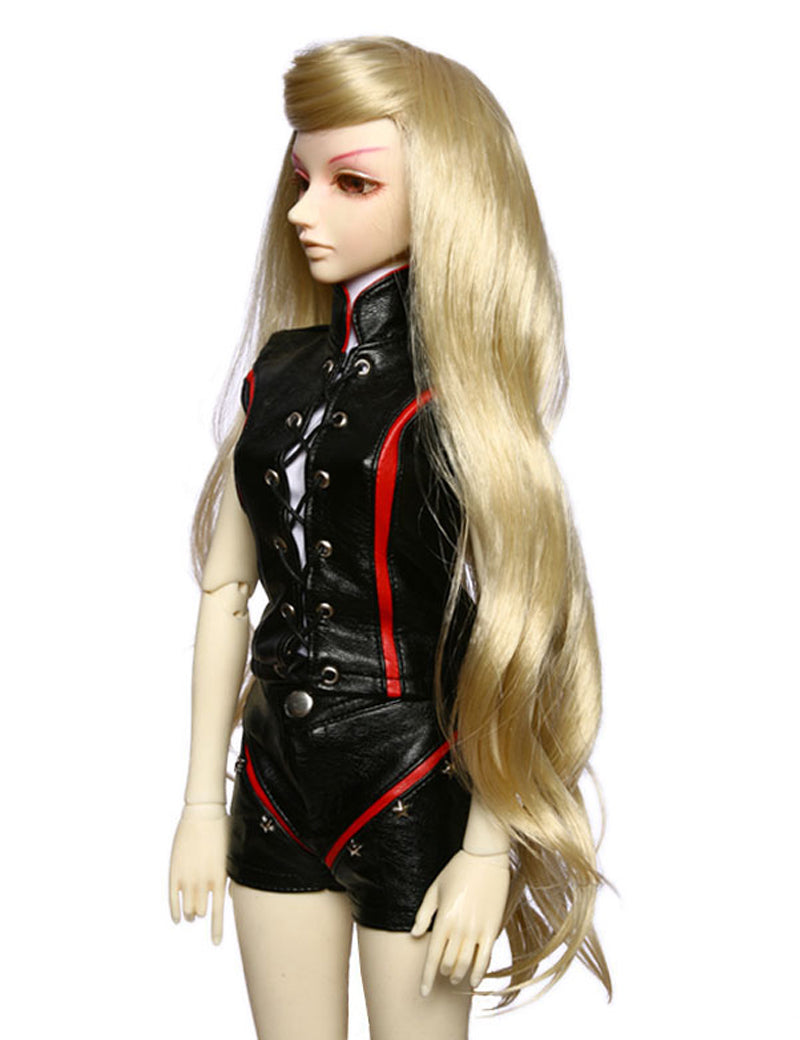 スムースなルースなロングウェービースタイルの人形のウィッグ W-626 プラチナブロンドで フォーマルな形状