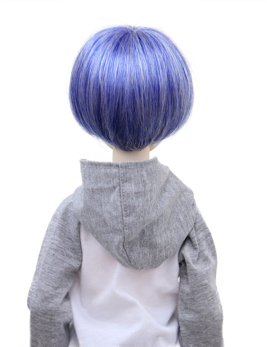 グロッシーな仕上げのショートボブ WD60-005 ドールウィッグ ライトパープルブルー ホワイトミックス