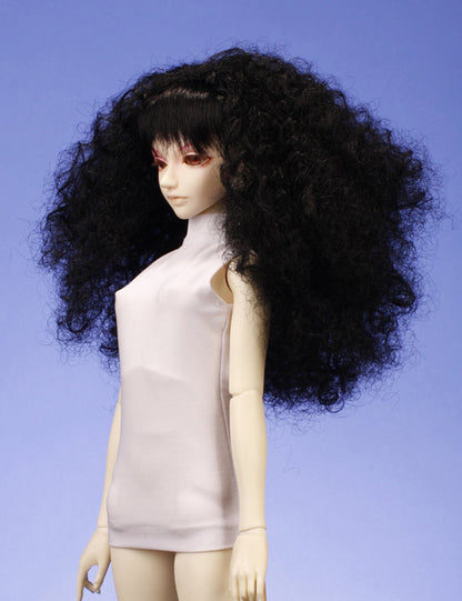 パンクなスムースバングスウェービースタイルの人形のウィッグ W-643 ブラックの色