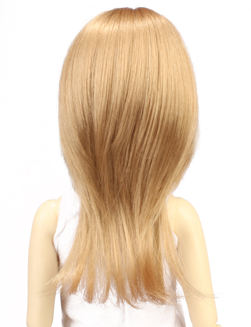 クールでセクシーなミディアムストレートの長いバングのヘアスタイルの人形のウィッグ W-665 ライトブロンドの色 ソリッドな形状