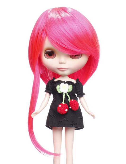 特別なアイデアで前髪を額にかける人形のウィッグ B-121、サイドでバンドル